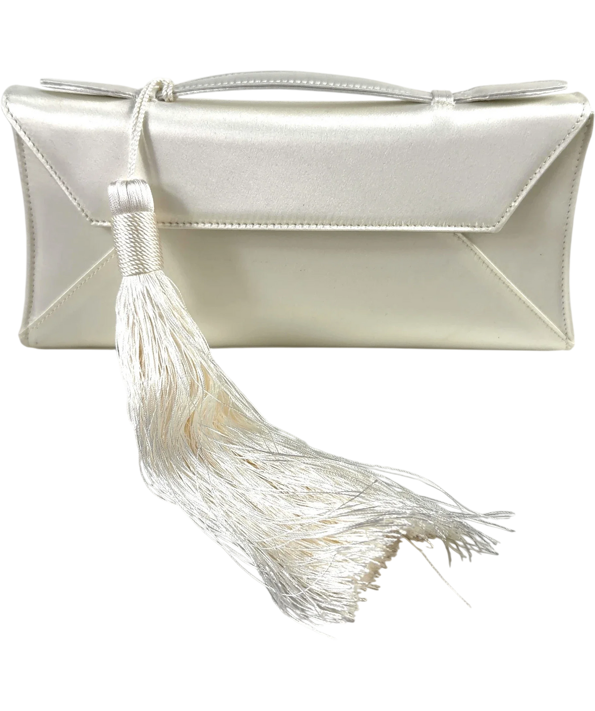 AUREUM White Cassandra Clutch Tassel — front