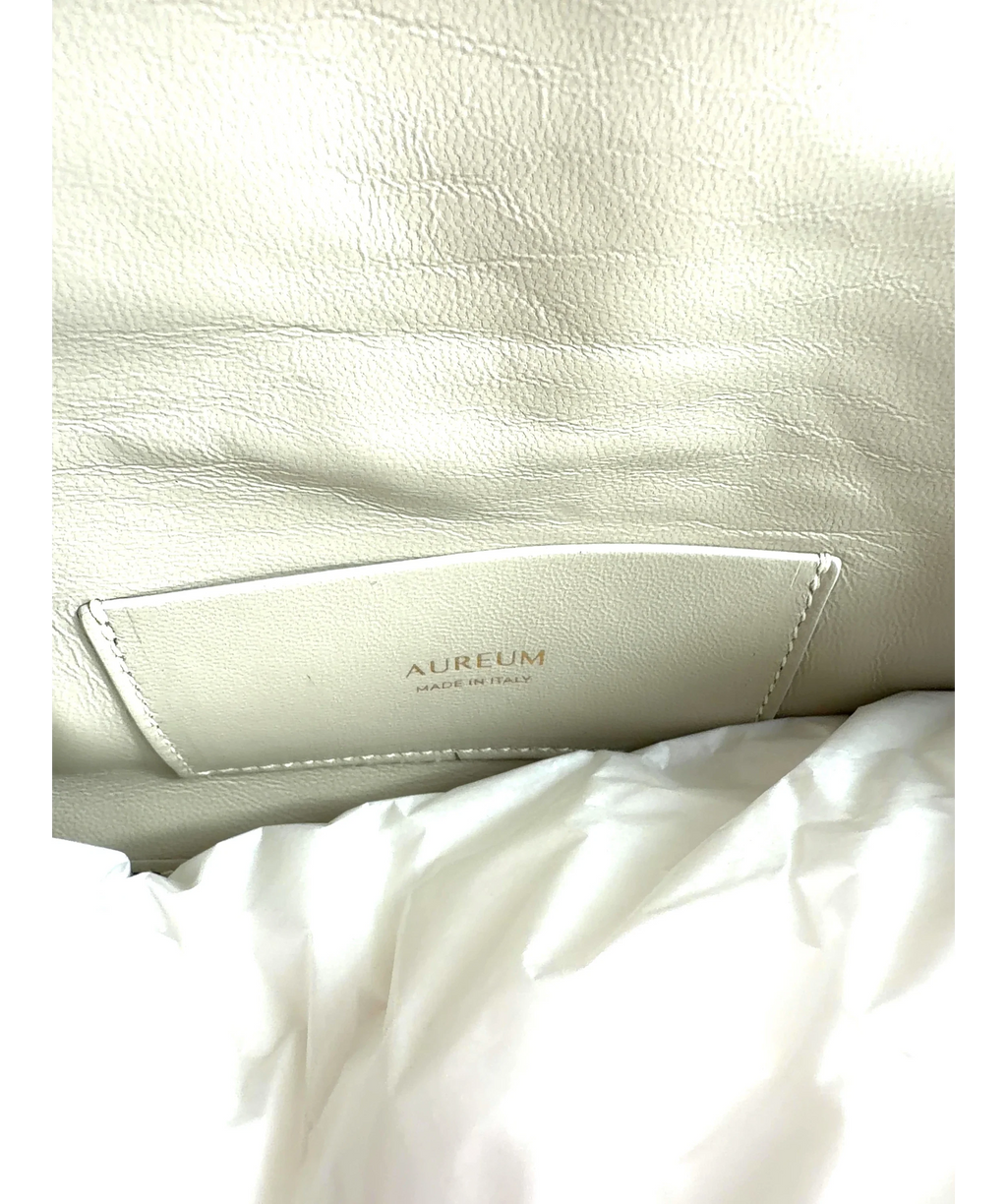 AUREUM White Cassandra Clutch Tassel — label