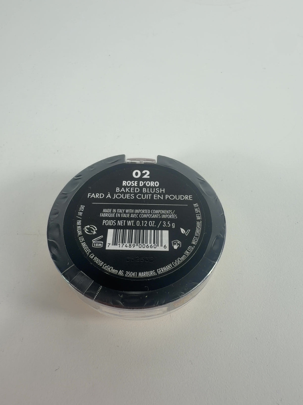 Milani 02 rose d oro QC Milani Baked Blush Powder, size 3.5g — back