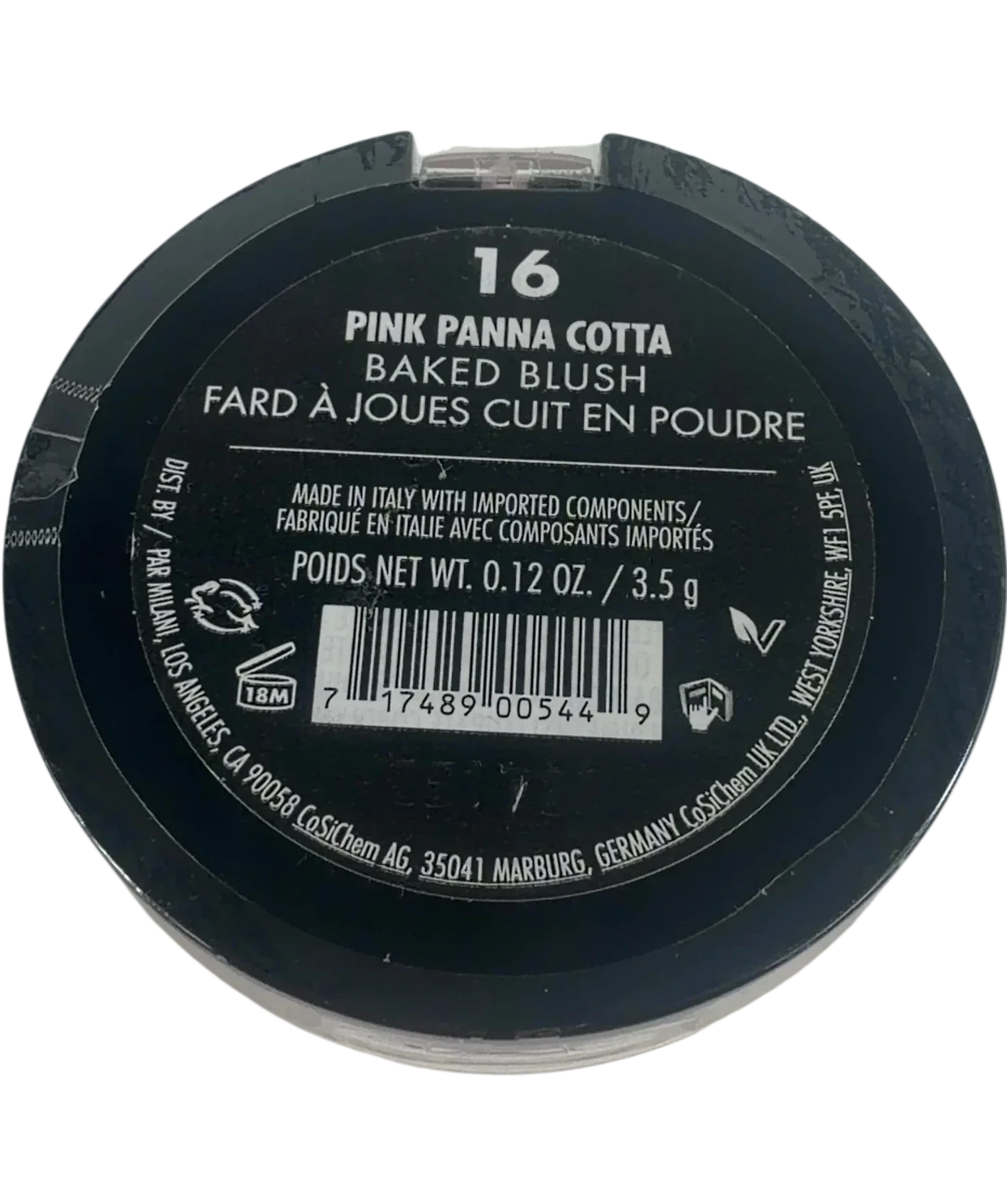 Milani 16 pink panna cotta QC Milani Baked Blush Powder, size 3.5g — back