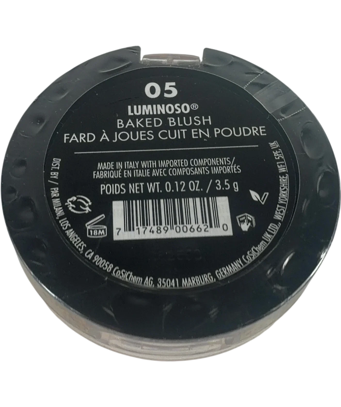 Milani 05 luminoso QC Milani Baked Blush Powder, size 3.5g — back