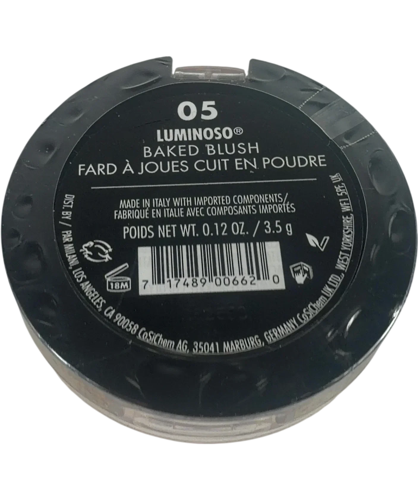 Milani 05 luminoso QC Milani Baked Blush Powder, size 3.5g — back