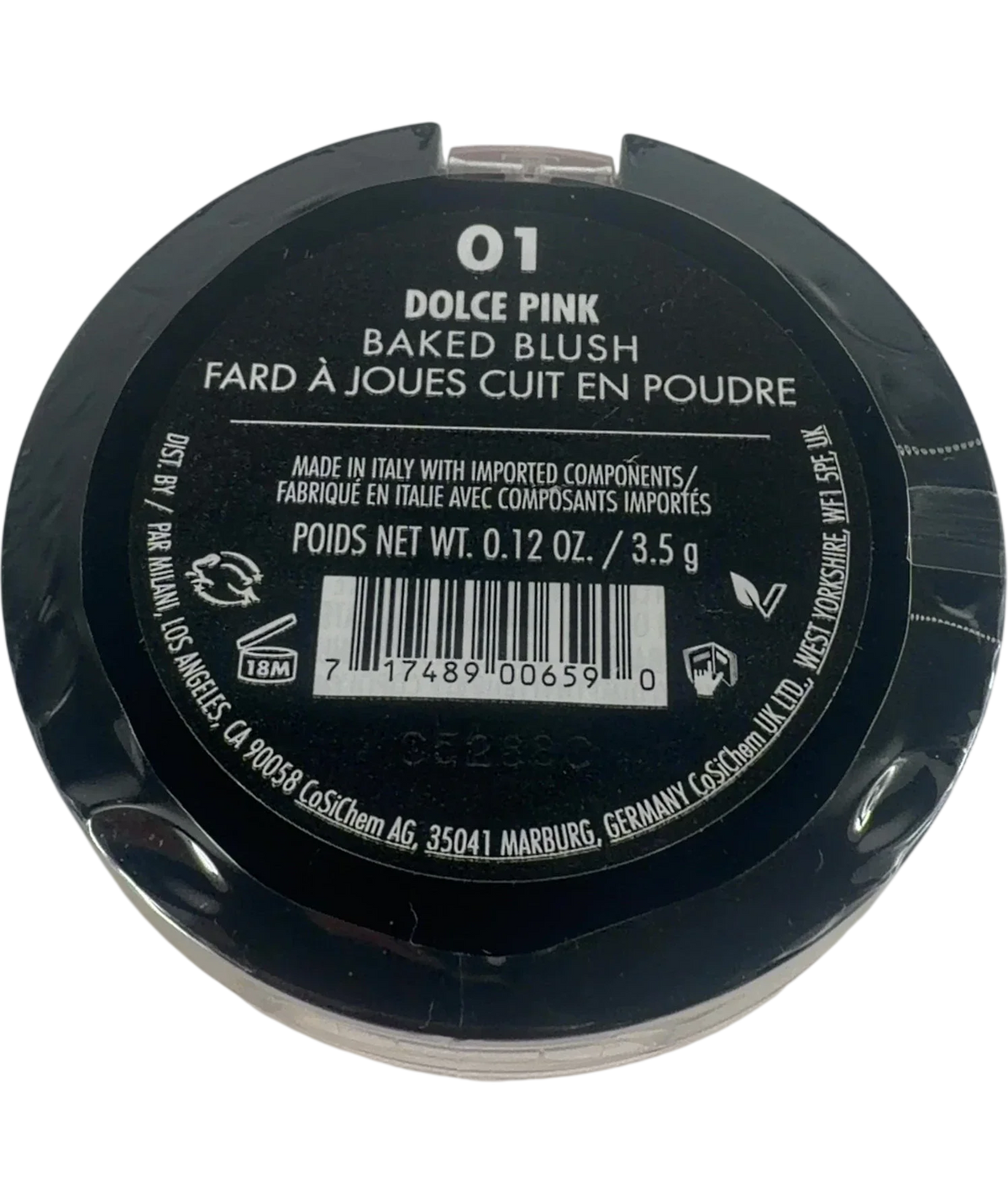 MILANI Baked Blush 01 Dolce Pink 3.5g — Back