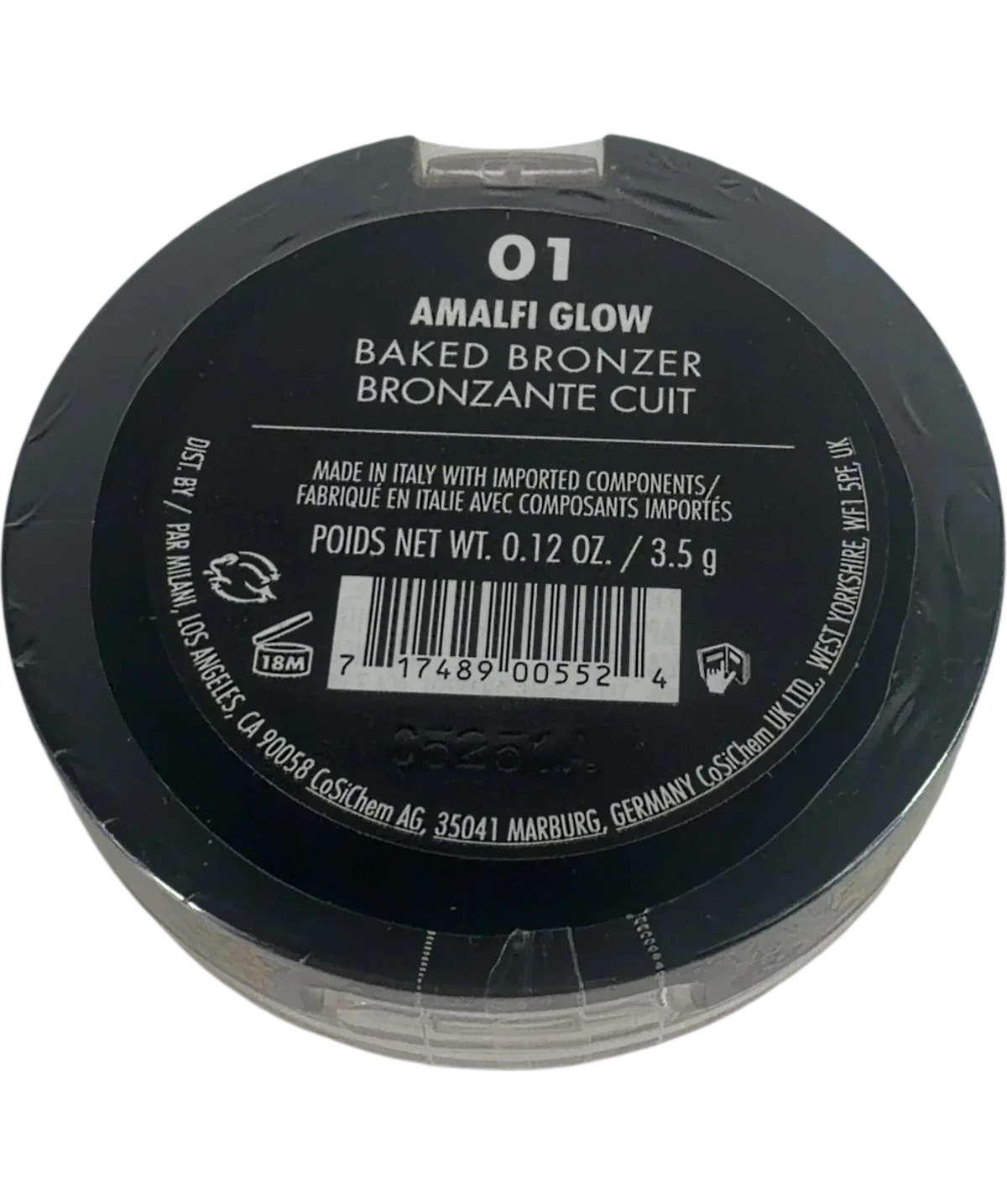 Milani 01 amalfi glow QC Milani Baked Bronzer Powder, size 3.5g — back