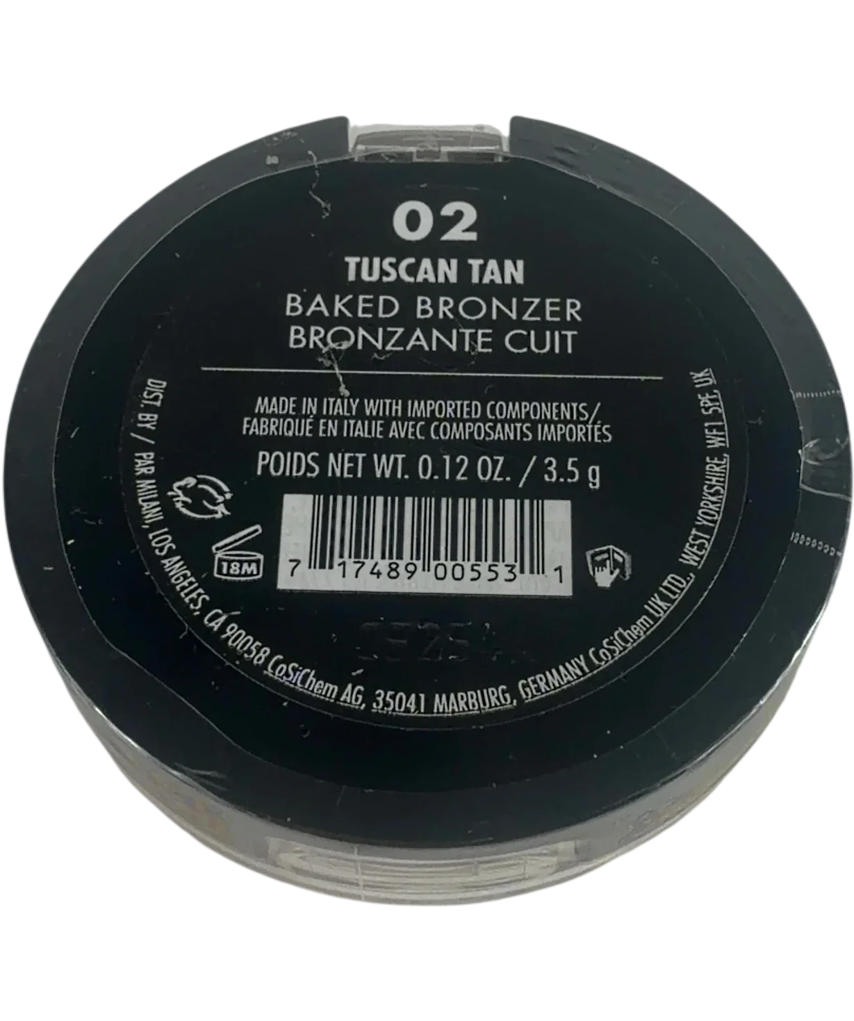 Milani 02 tuscan tan QC Milani Baked Bronzer Powder, size 3.5g — back