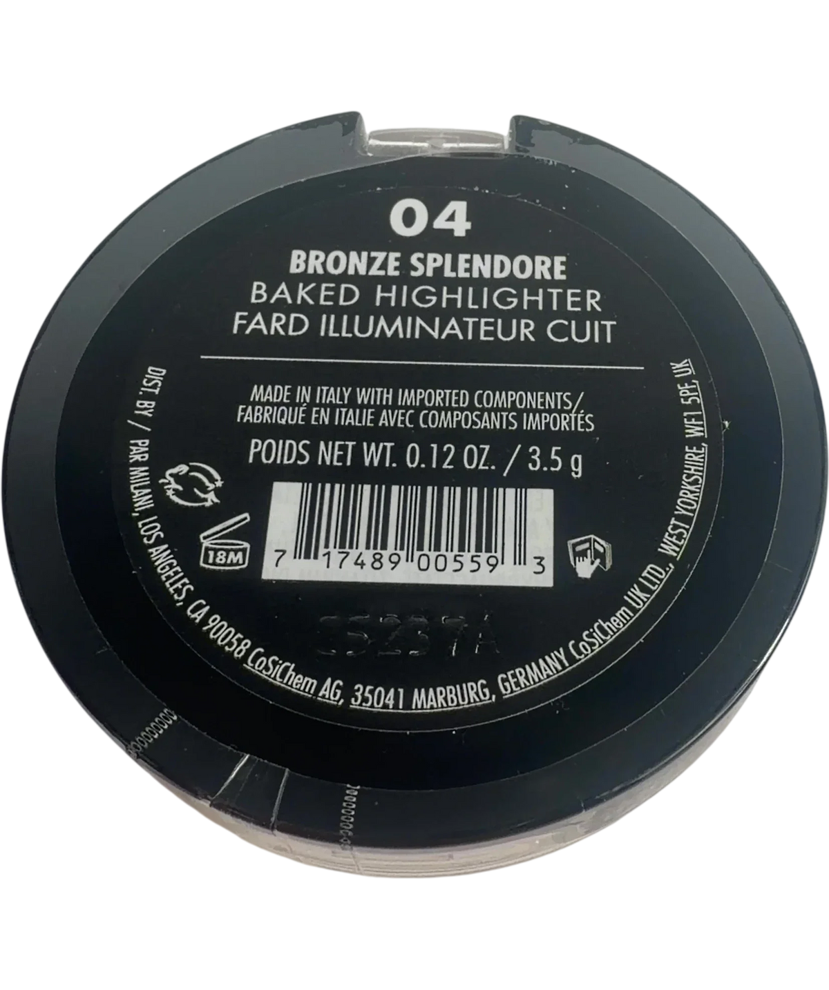 Milani 04 bronze splendore QC Milani Baked Highlighter Bronze Powder, size 3.5g — back