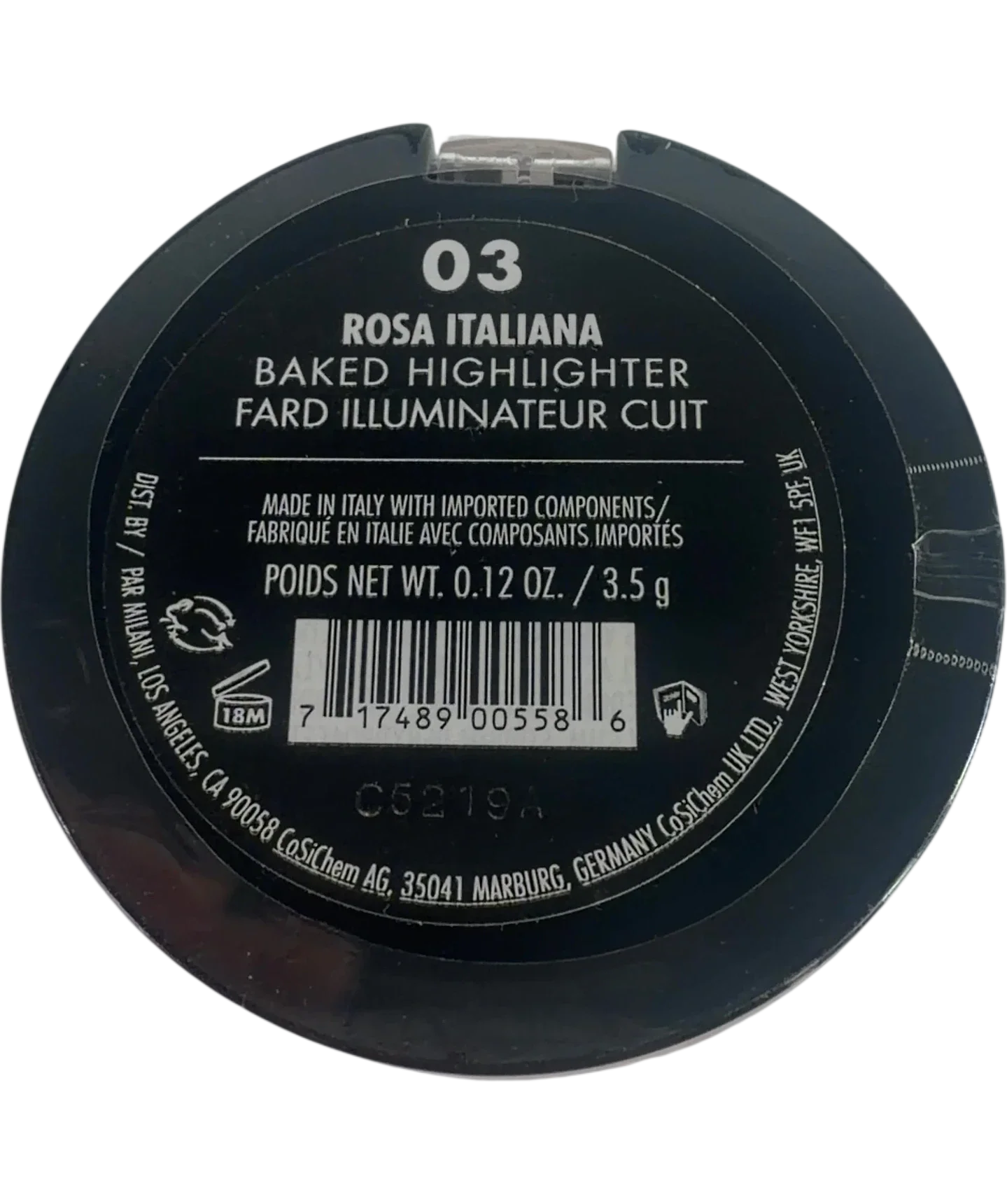 Milani 3 rosa italiana QC Milani Baked Highlighter Bronze Powder, size 3.5g — back