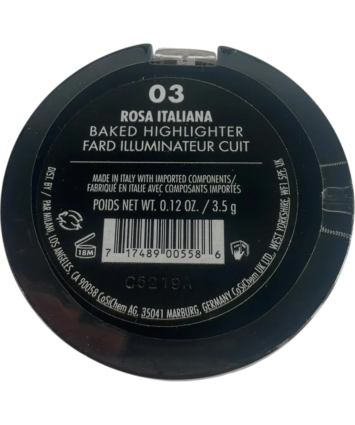 Milani 3 rosa italiana QC Milani Baked Highlighter Bronze Powder, size 3.5g — back