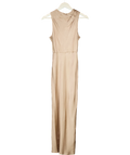 Shona Joy Nude La Lune High Neck Sleeveless Satin Maxi Dress Desert Rose, size UK 8 — front