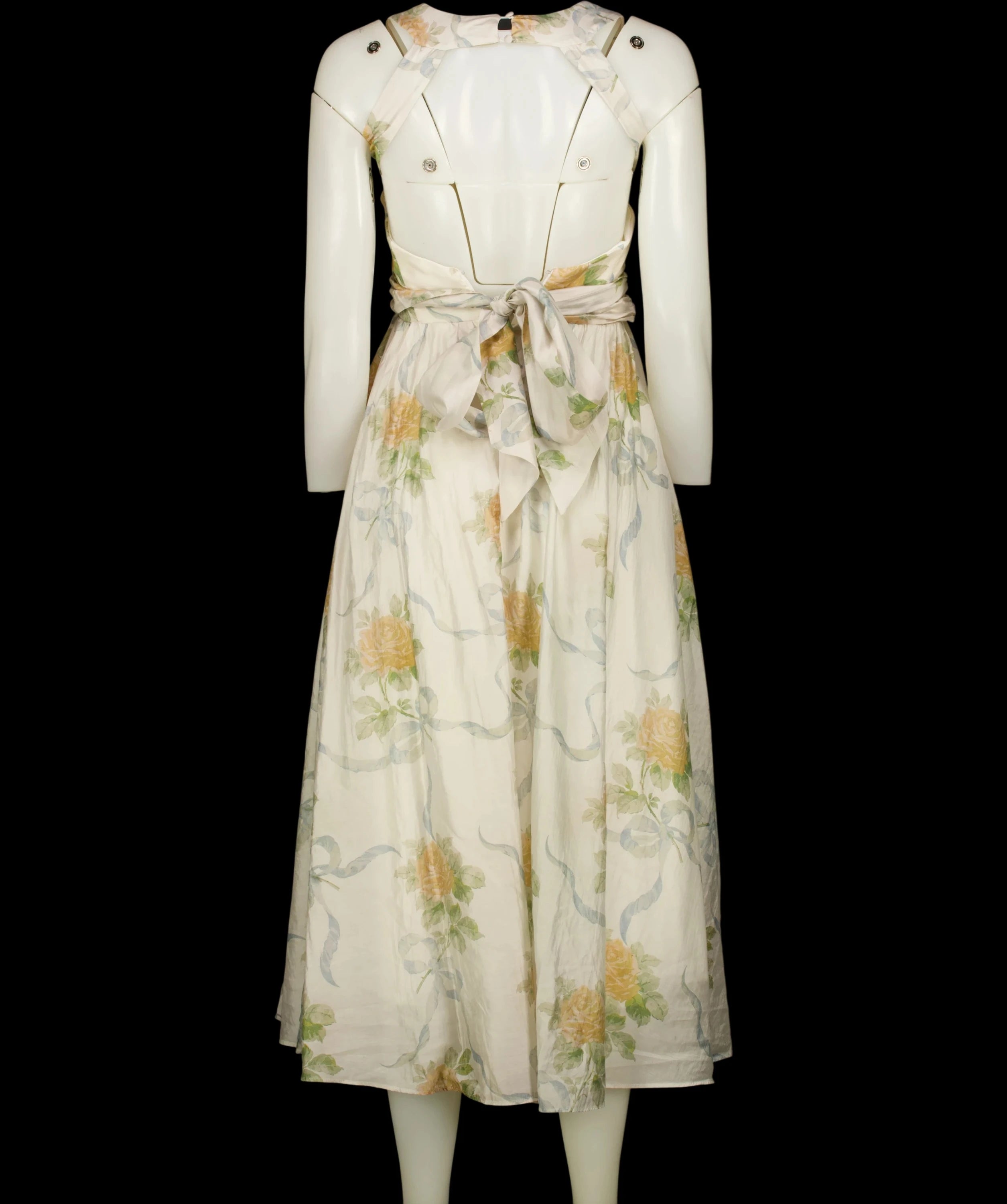 House of CB Yellow Minerva Yellow Rose Chiffon Midi Sundress, size UK XS — label