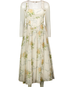 House of CB Yellow Minerva Yellow Rose Chiffon Midi Sundress, size UK XS — front
