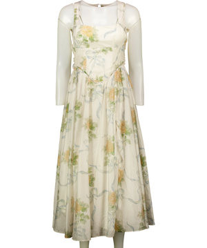 House of CB Minerva Yellow Rose Chiffon Midi Sundress UK XS