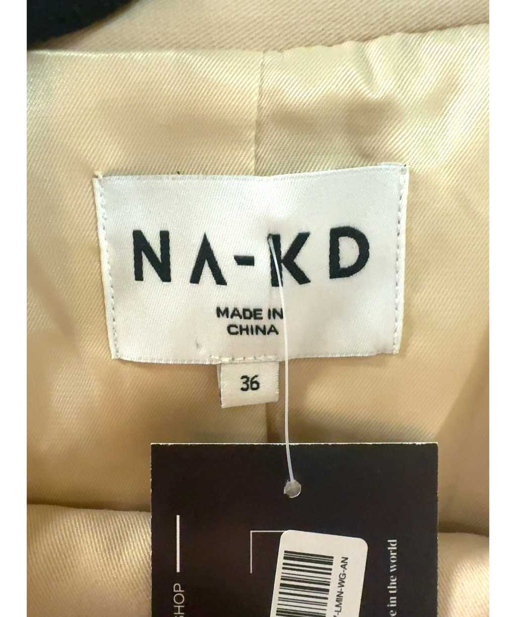 NA-KD Beige Beige Oversized Tailored Blazer & Wide Leg High Waist Suit Trousers Set  EU 36, size UK 8 — detail