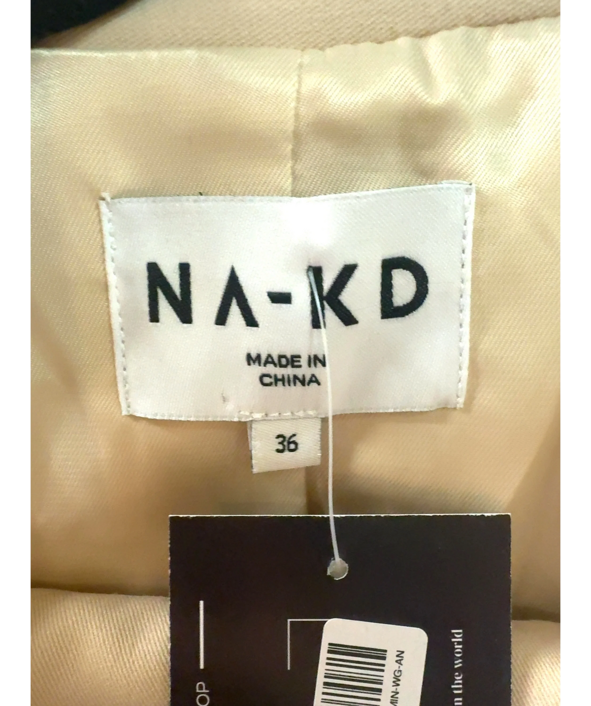 NA-KD Beige Beige Oversized Tailored Blazer & Wide Leg High Waist Suit Trousers Set  EU 36, size UK 8 — care label