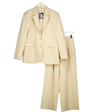 NA-KD Beige Oversized Tailored Blazer & Wide Leg High Waist Suit Trousers Set  Eu 36 UK 8