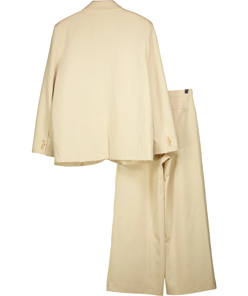 NA-KD Beige Beige Oversized Tailored Blazer & Wide Leg High Waist Suit Trousers Set  EU 36, size UK 8 — back