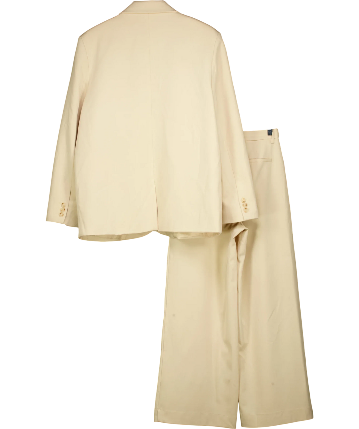 NA-KD Beige Beige Oversized Tailored Blazer & Wide Leg High Waist Suit Trousers Set  EU 36, size UK 8 — back
