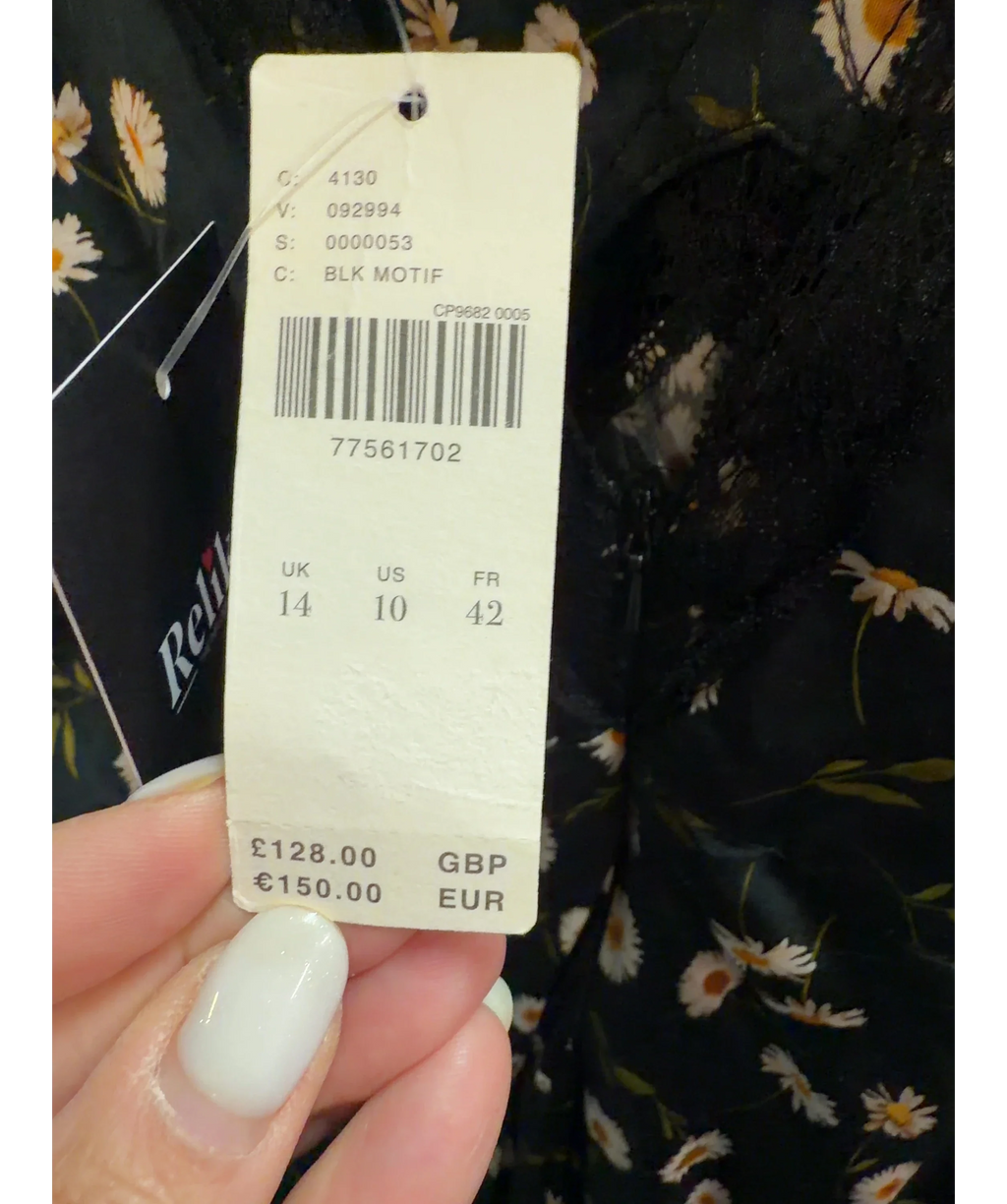 Anthropologie Black Colour, size UK 14 — care label