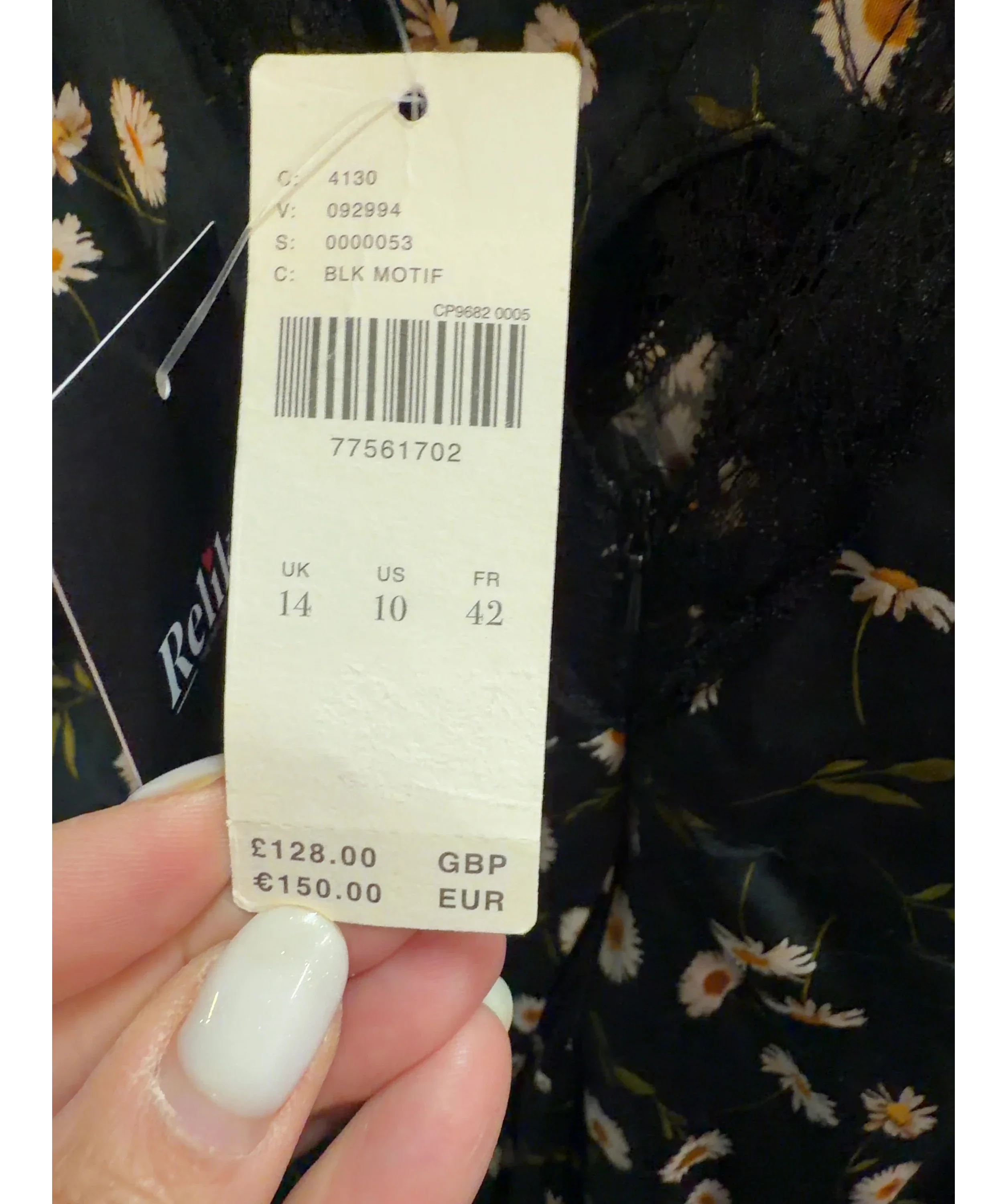 Anthropologie Black Colour, size UK 14 — care label