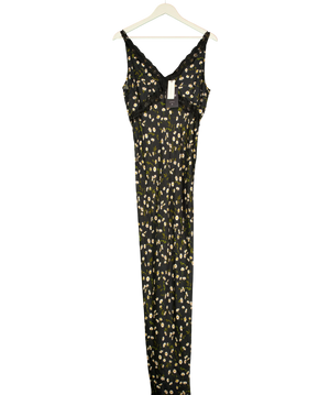 Anthropologie Black Lace Trim Midi Dress UK 14