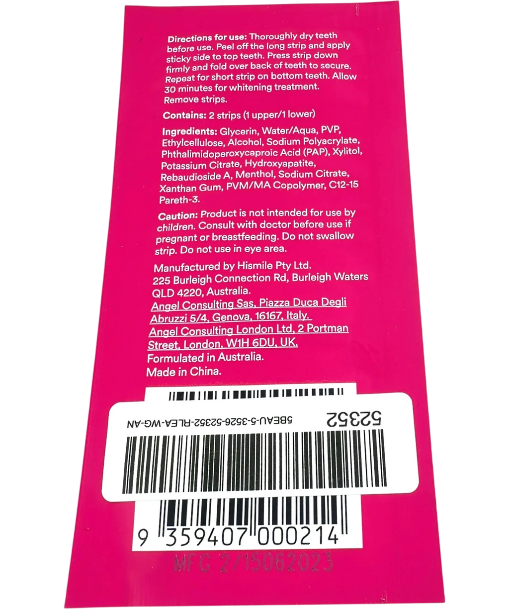 Hismile Hismile PAP+ Teeth Whitening Strip 1, size X1 — back