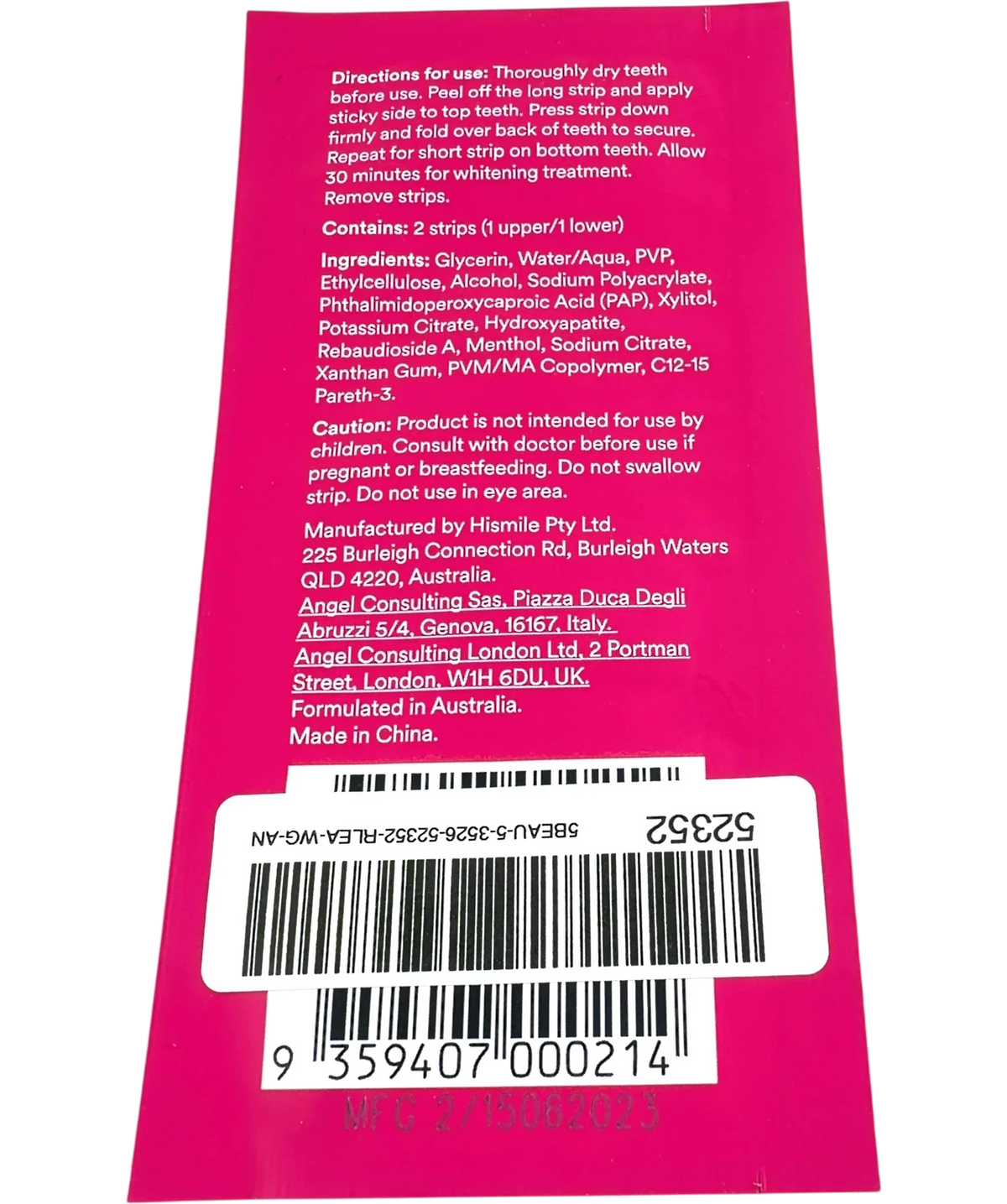 Hismile Hismile PAP+ Teeth Whitening Strip 1, size X1 — back