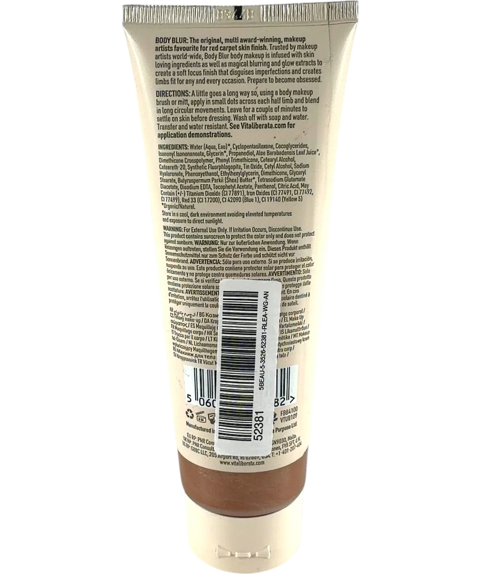 Vita Liberata Dark Body Blur Illuminising Body Makeup, size 100ml — back