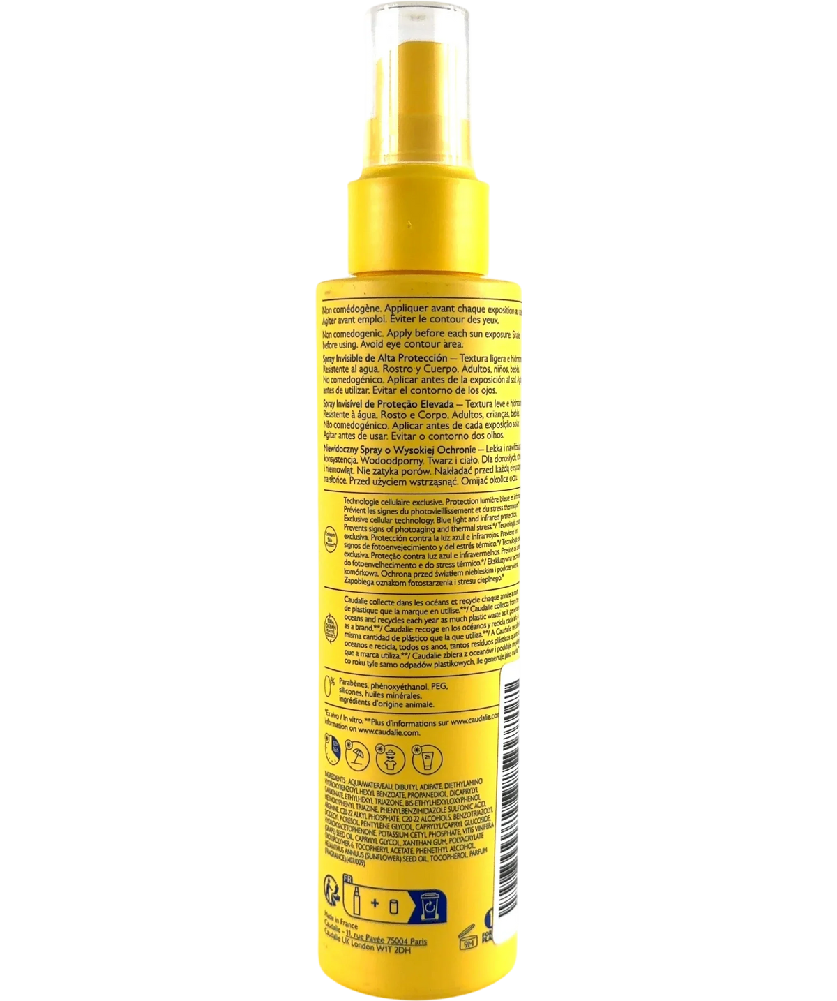 Caudalie Invisible High Protection Spray SPF50, size 150ml — back