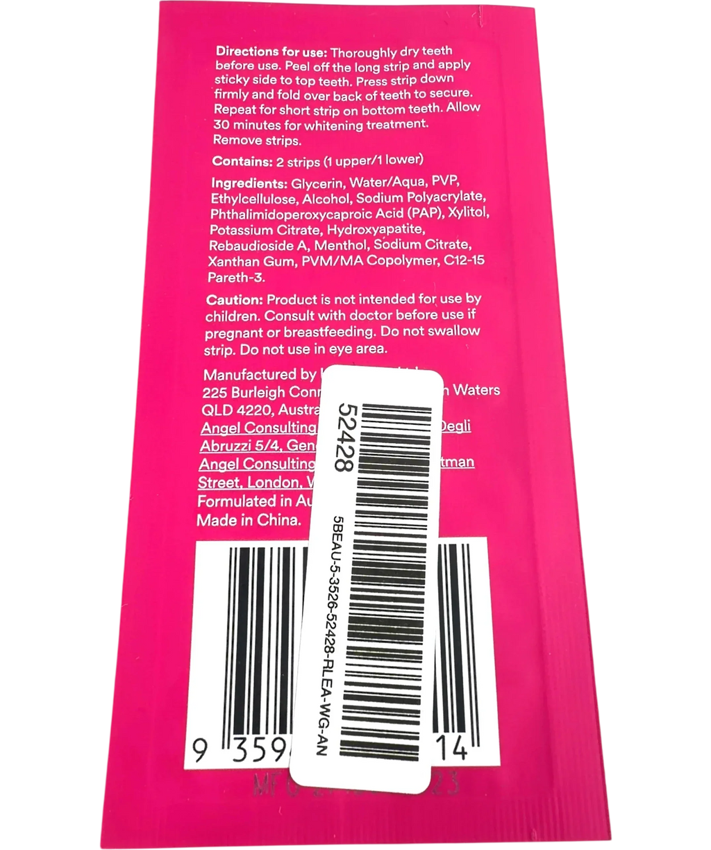 Hismile PAP+ Teeth Whitening Strips Single Sachet 1 Application, size X1 — back