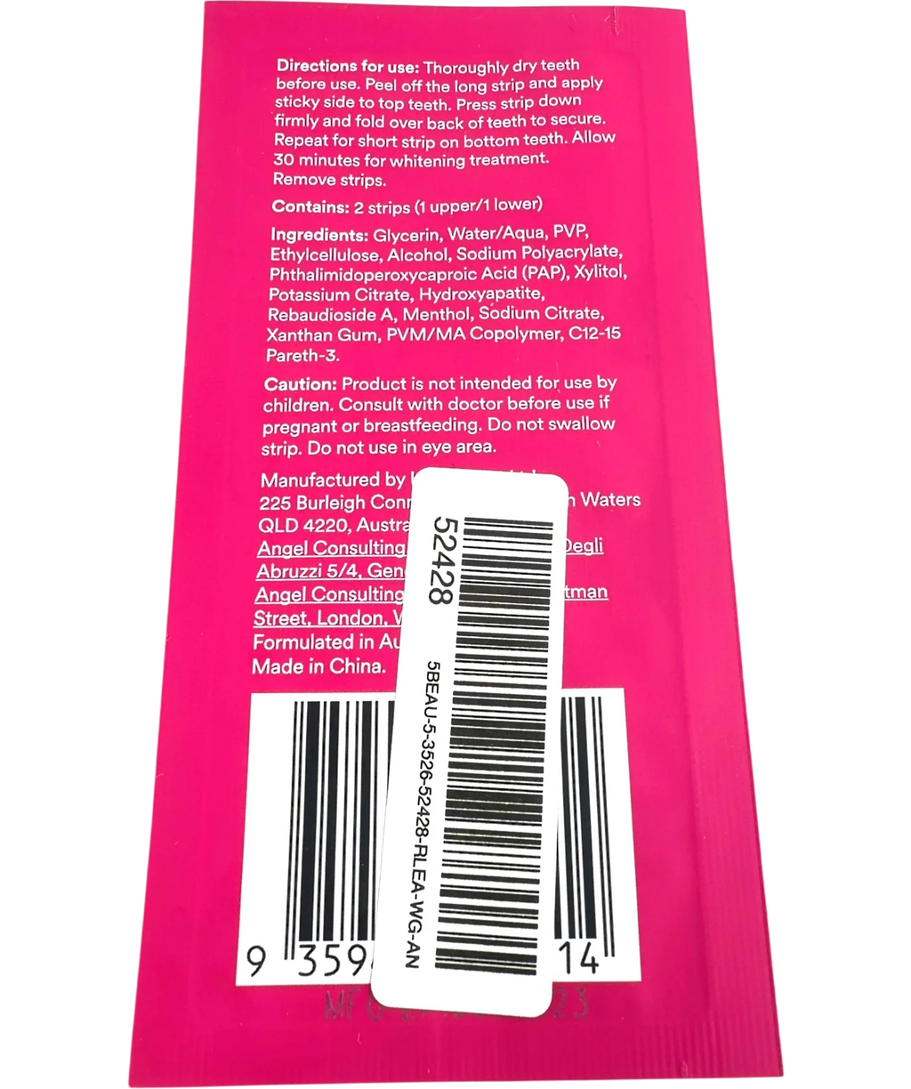 Hismile PAP+ Teeth Whitening Strips Single Sachet 1 Application, size X1 — back