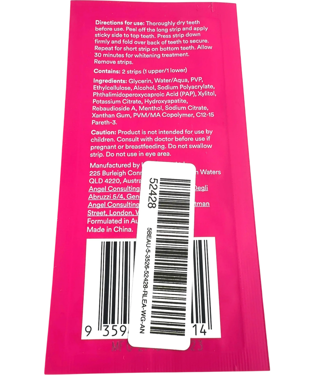 Hismile PAP+ Teeth Whitening Strips Single Sachet 1 Application, size X1 — back