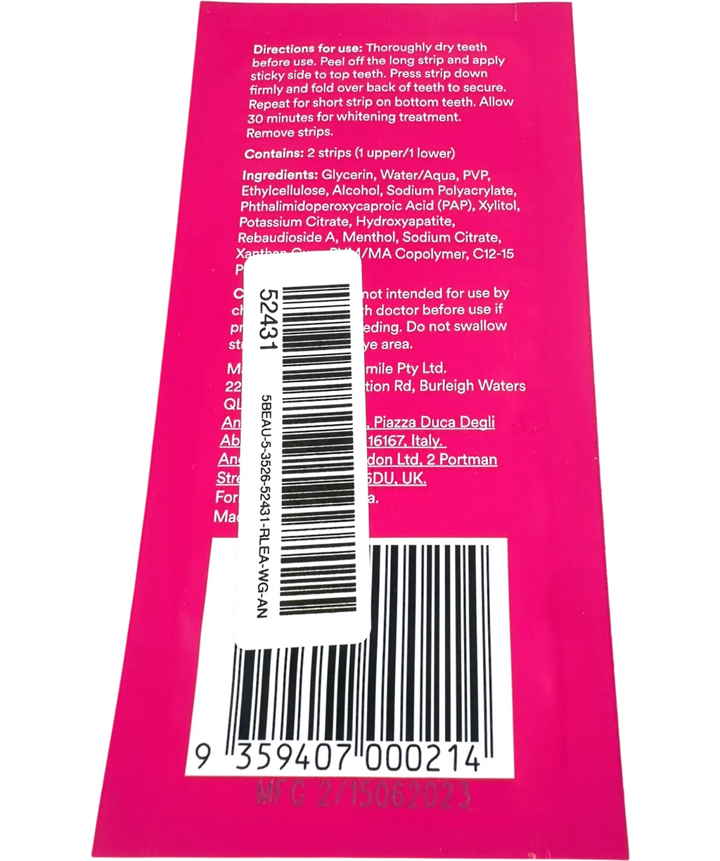 Hismile PAP+ Teeth Whitening Strips 1 Application, size X1 — back