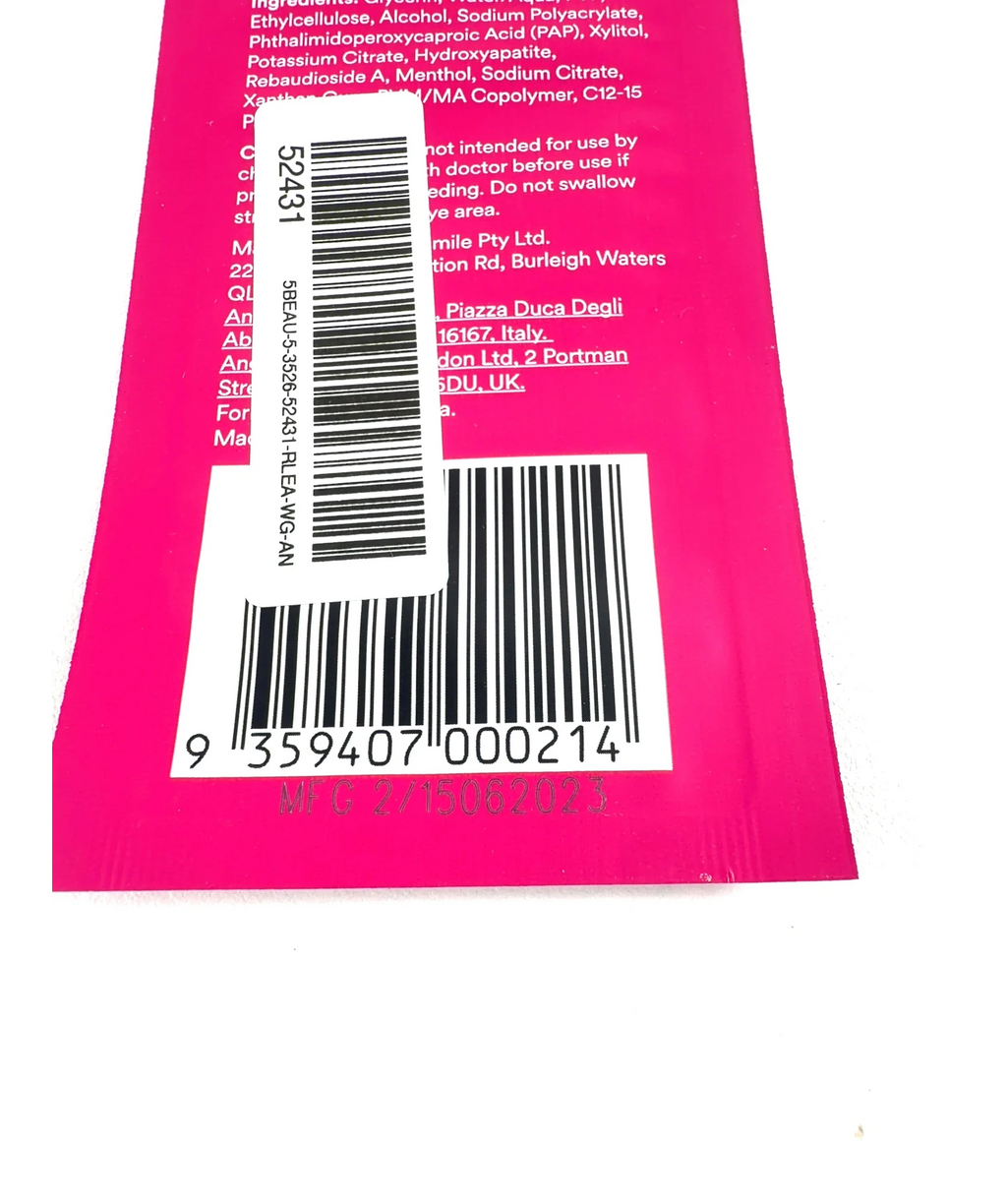 Hismile Pap+ Teeth Whitening Strips 1 Application X1 — Batch number or expiry date