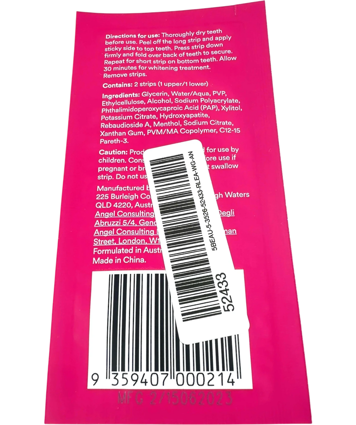 Hismile PAP+ Teeth Whitening Strips 1 Application, size X1 — back
