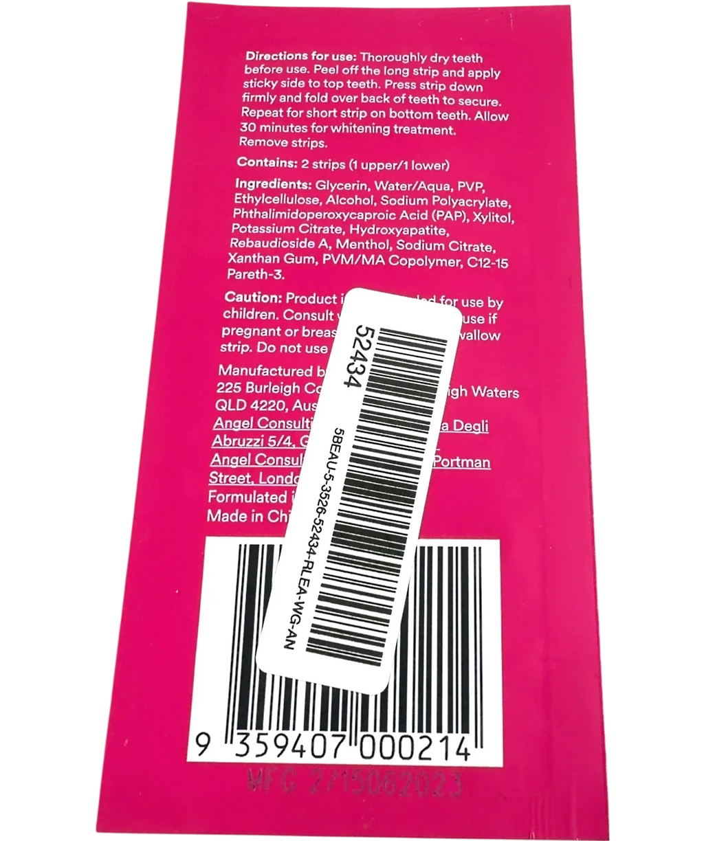 Hismile PAP+ Teeth Whitening Strips Single Sachet 1 Application, size X1 — back