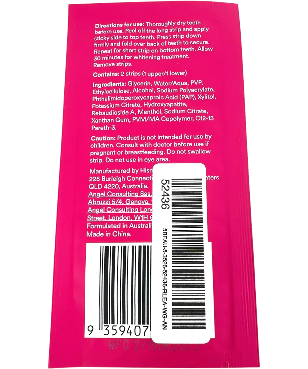 Hismile PAP+ Teeth Whitening Strips Single Sachet 1 Application, size X1 — back