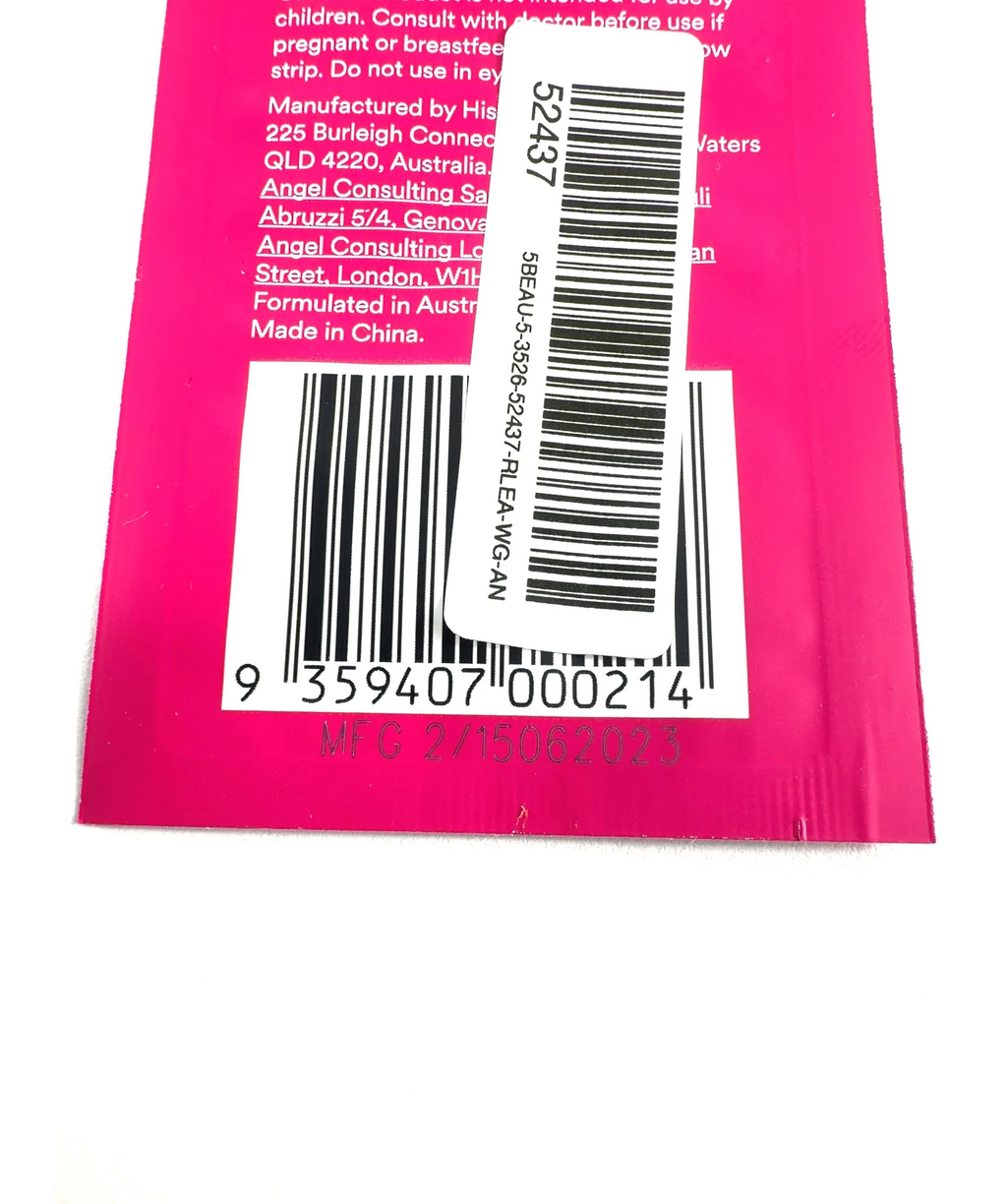 Hismile Pap+ Teeth Whitening Strips Single Sachet 1 Application X1 — Batch number or expiry date