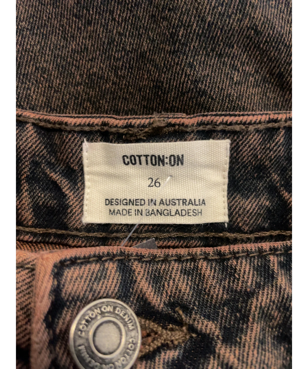cotton on Brown Relaxed Cargo Jeans, size W26 — care label