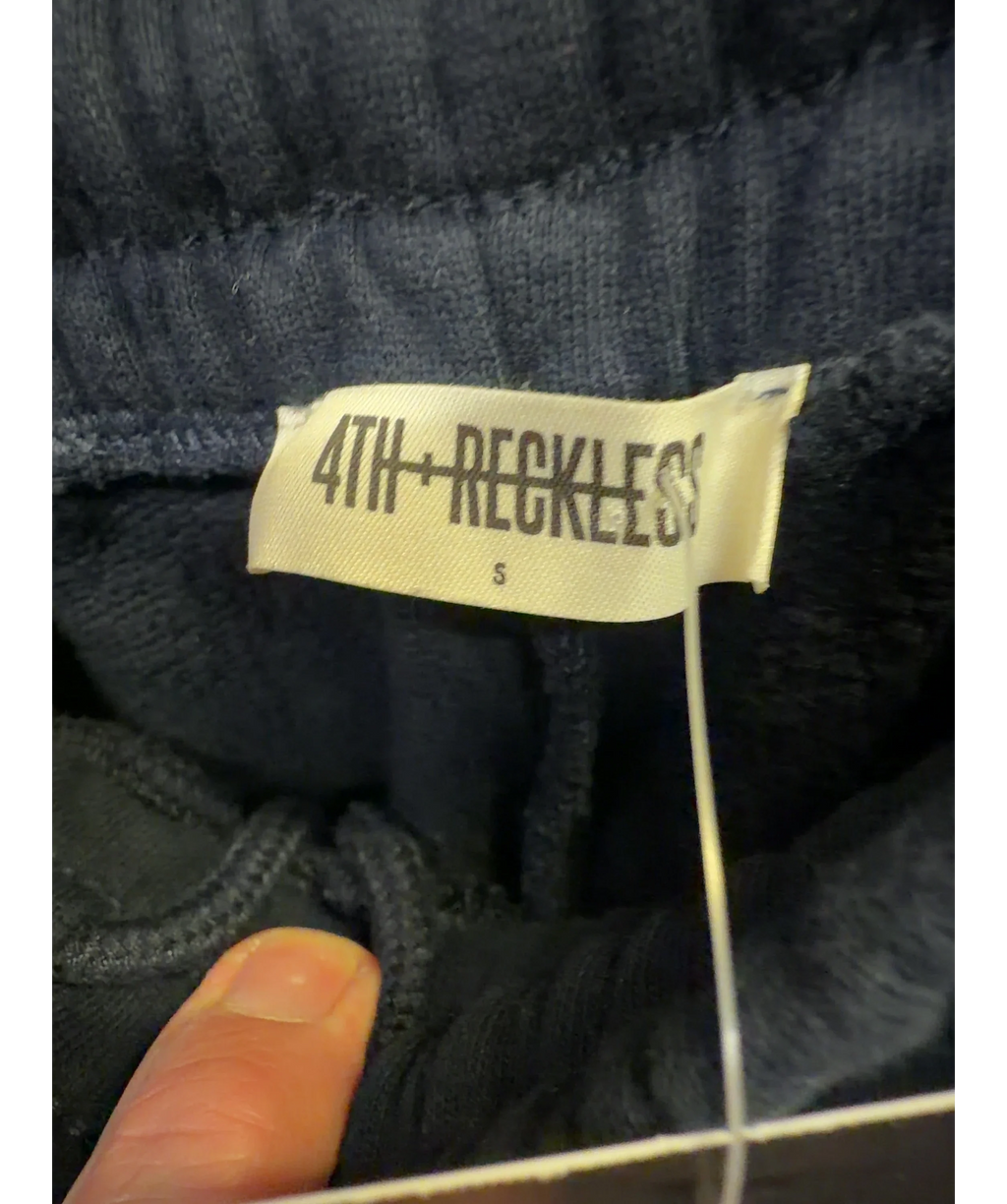 4th + Reckless Blue Wide-Leg Embroidered Logo Joggers Navy blue, size UK S — detail