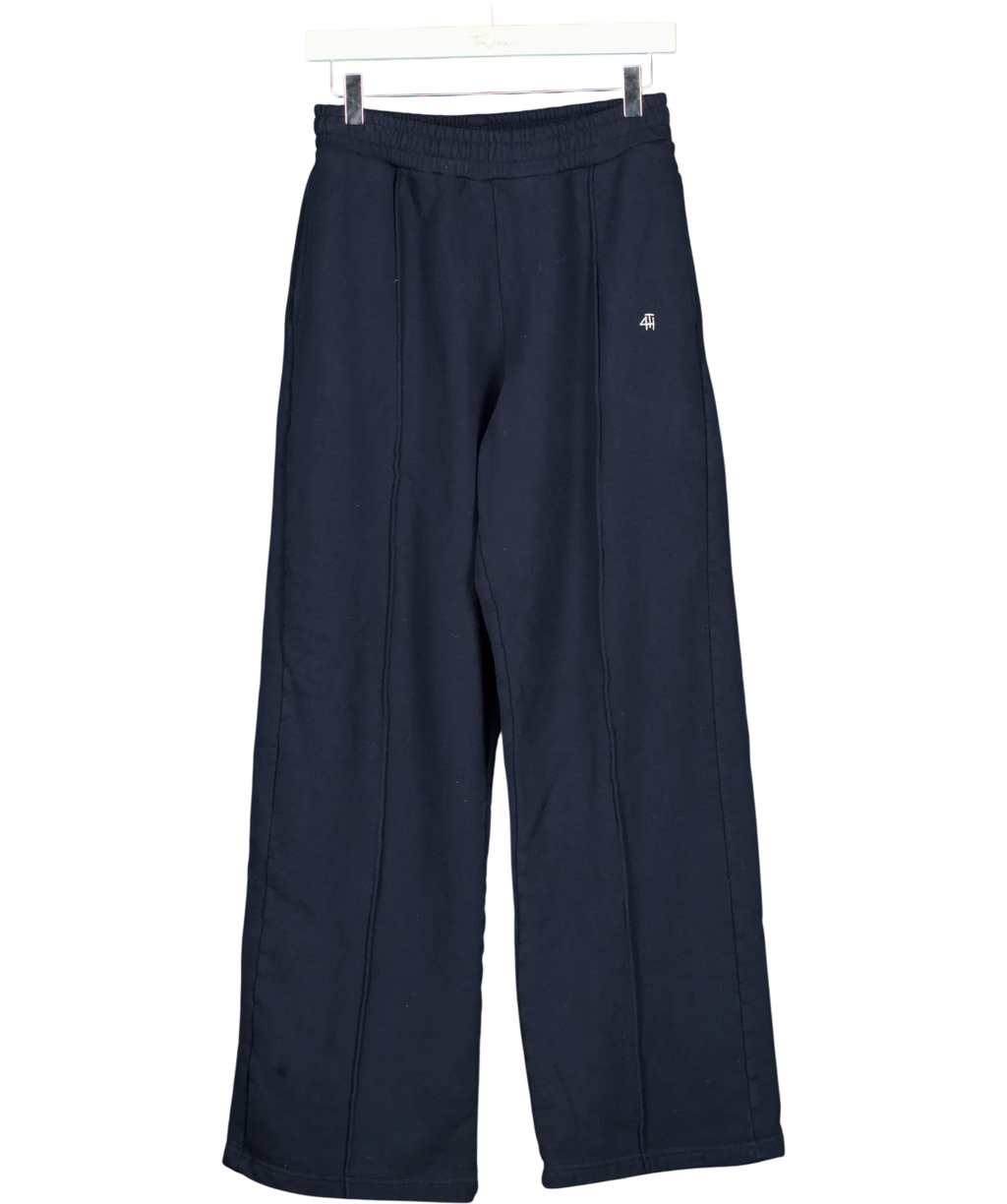 4th + Reckless Blue Wide-Leg Embroidered Logo Joggers Navy blue, size UK S — front