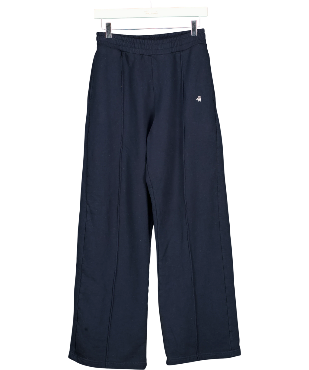 4th + Reckless Blue Wide-Leg Embroidered Logo Joggers Navy blue, size UK S — front