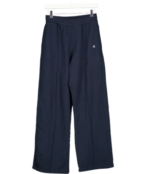 4th + Reckless Wide-leg Embroidered Logo Joggers Navy Blue UK S