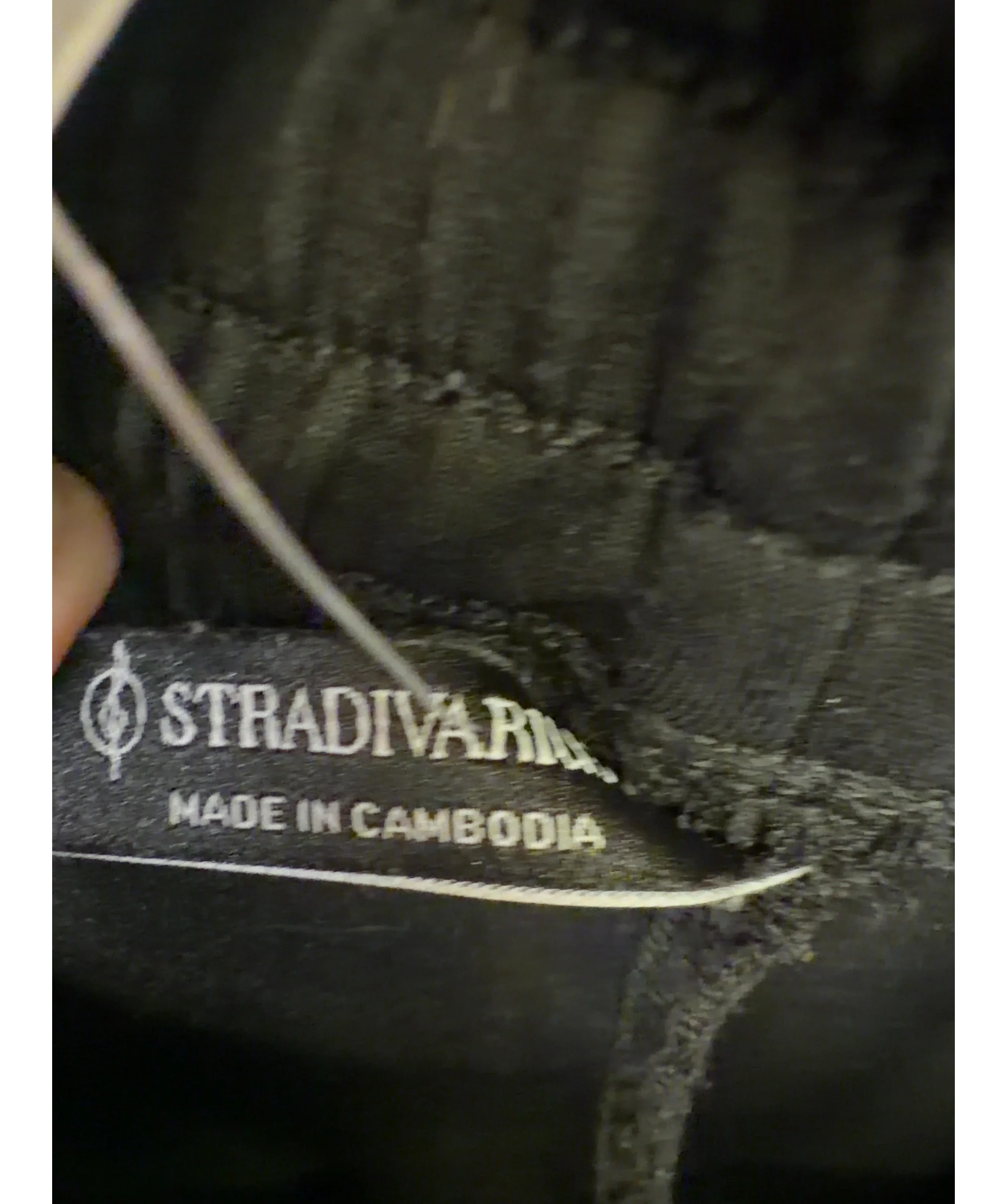 Stradivarius Black Black Elasticated Waist Wide Leg Trousers, size UK S — label