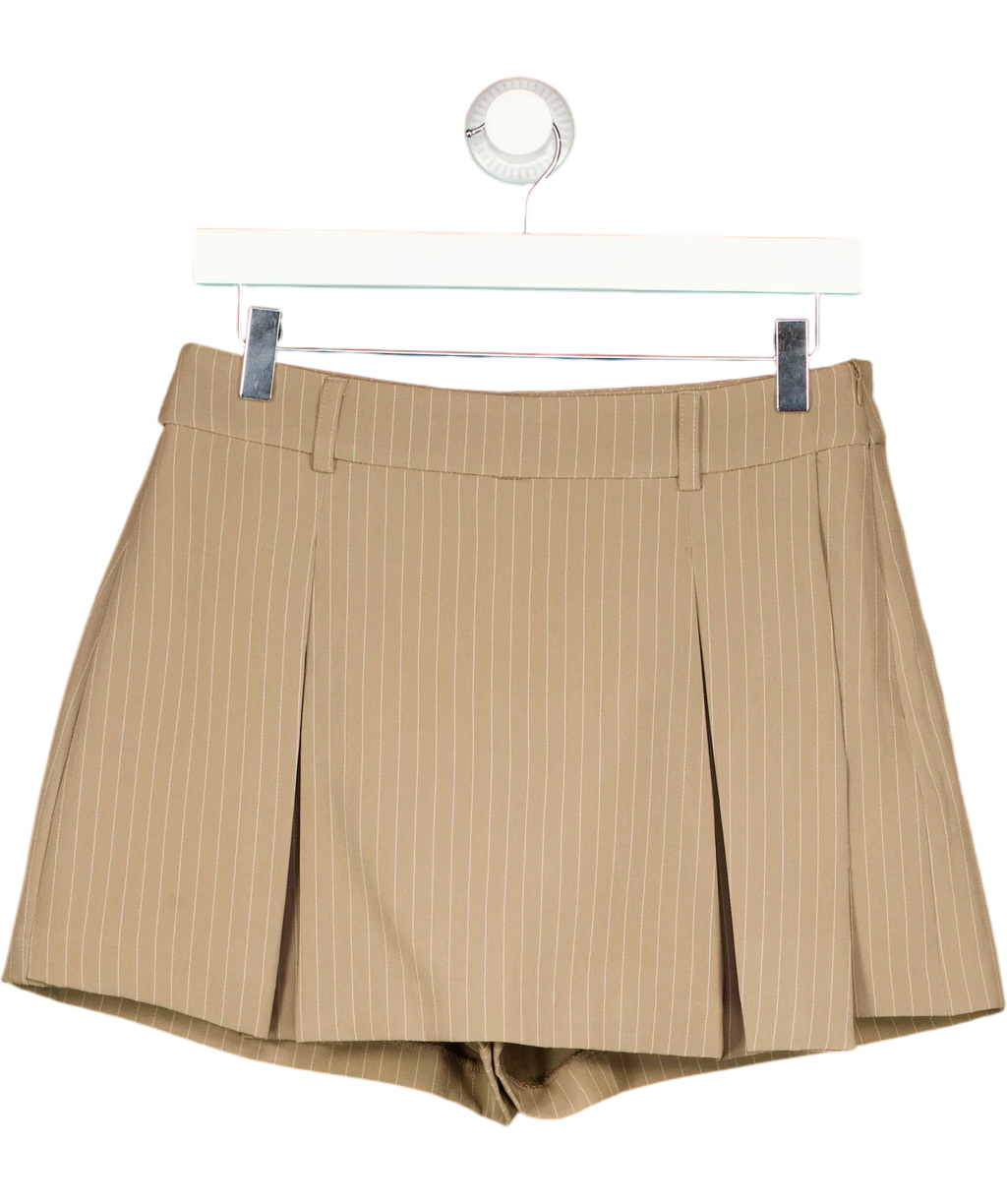 Only Beige Tailoring Pleated Pinstripe Mini Skort Beige 38, size UK 10 — front