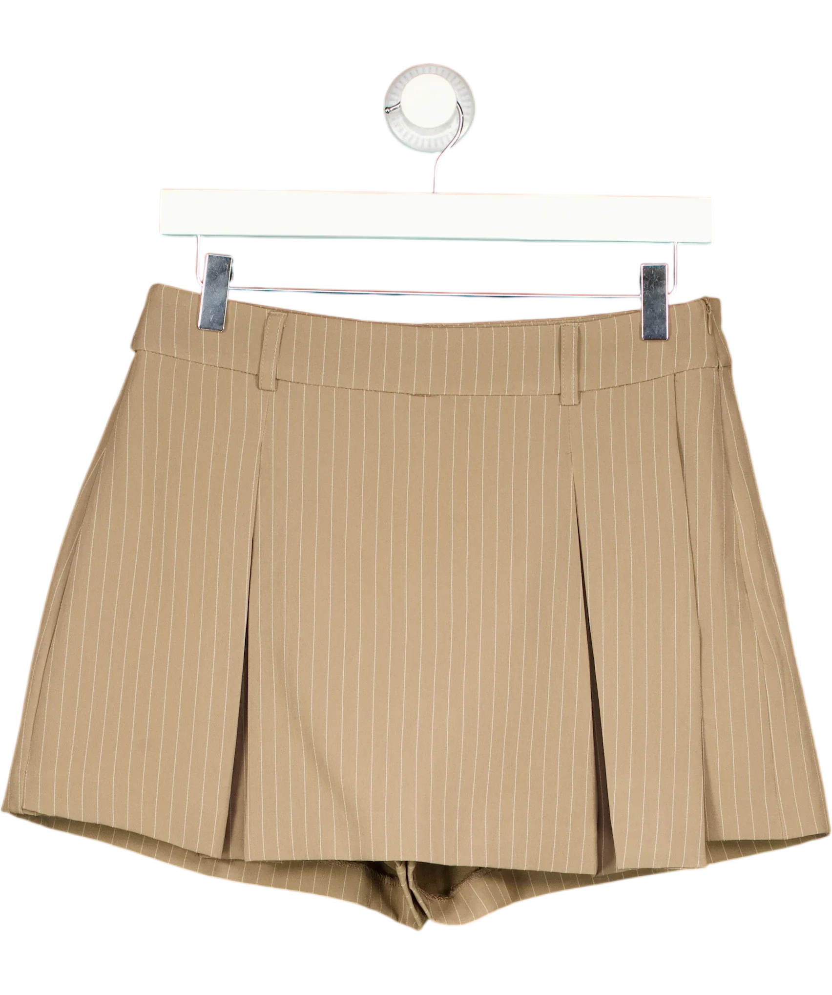Only Beige Tailoring Pleated Pinstripe Mini Skort Beige 38, size UK 10 — front