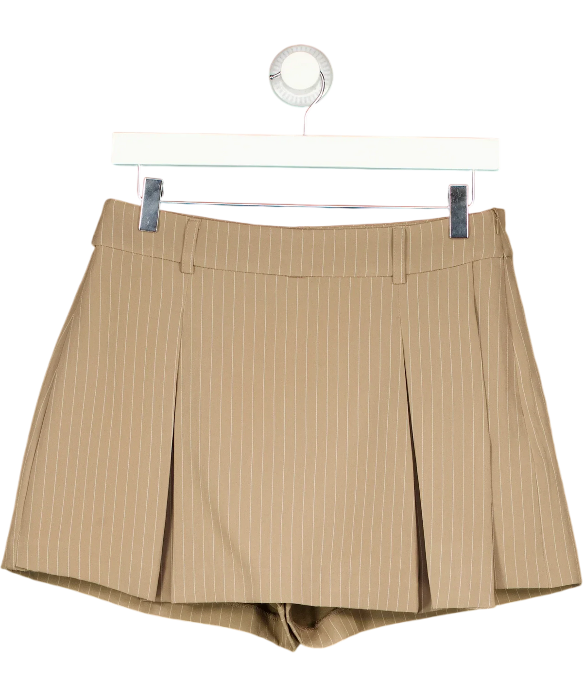 Only Beige Tailoring Pleated Pinstripe Mini Skort Beige 38, size UK 10 — front