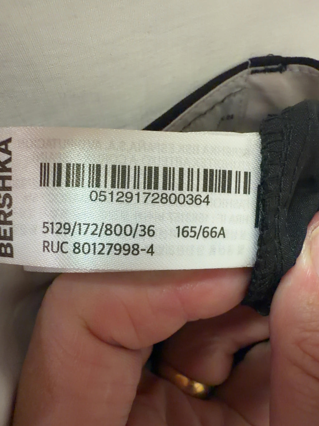 Bershka Black Tailored Fit Crossover Waist Trousers Black 36, size UK 8 — label
