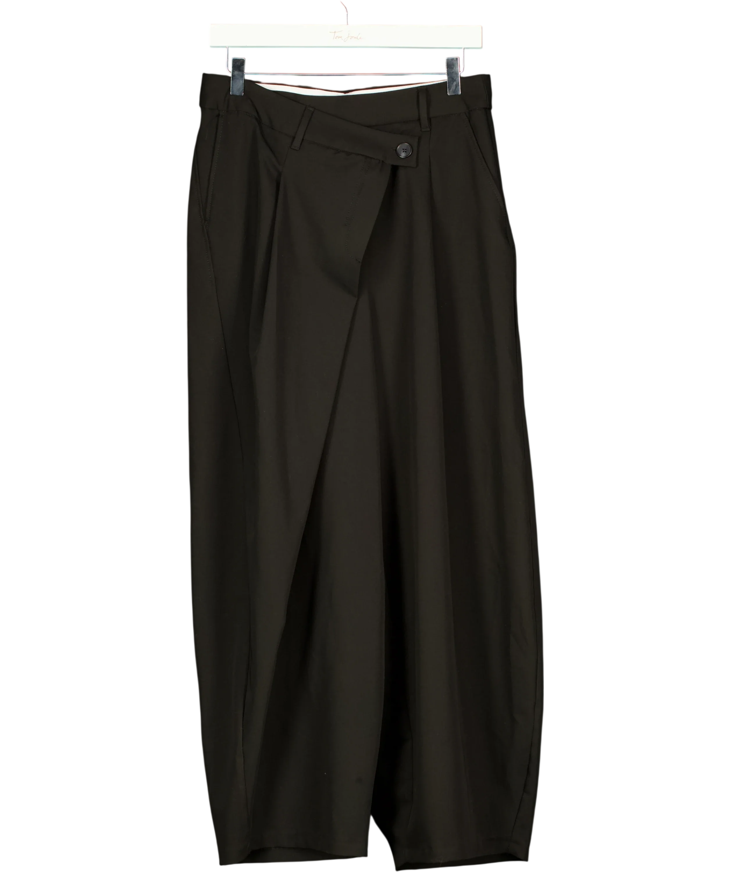 Bershka Black Tailored Fit Crossover Waist Trousers Black 36, size UK 8 — front