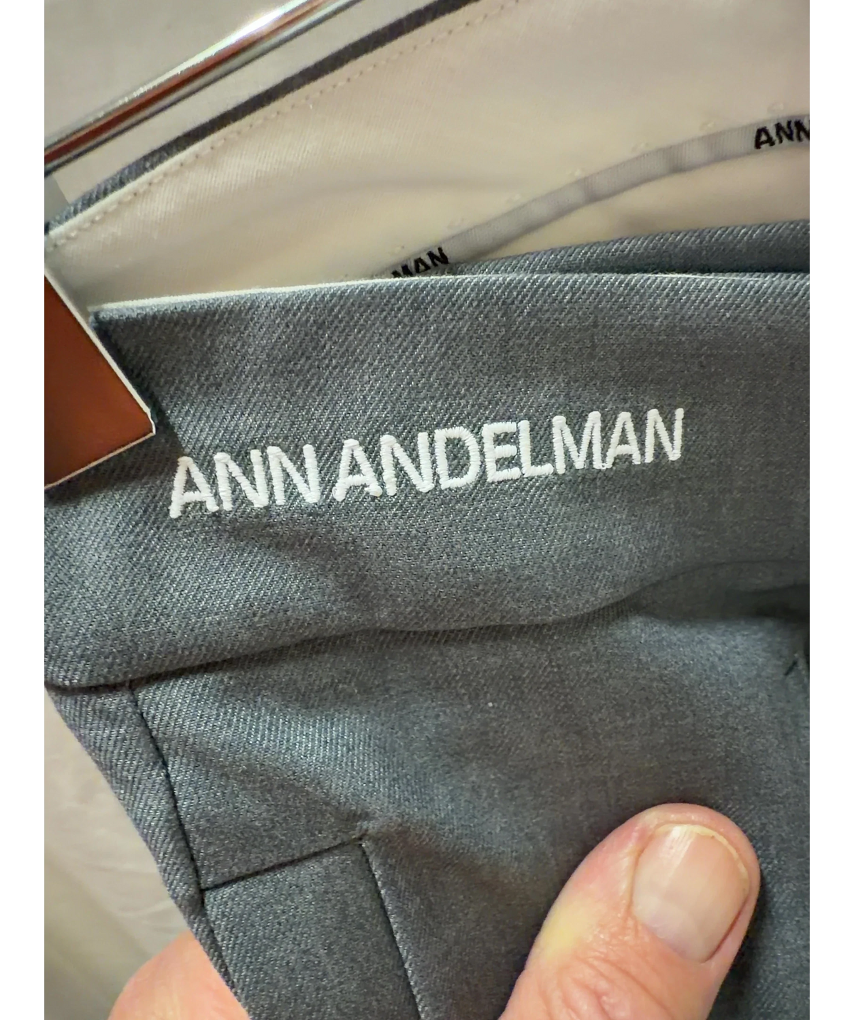 ANN ANDELMAN Grey Asymmetric Pocket Wide Leg Trousers UK XS — Brand