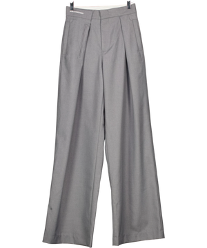 ANN ANDELMAN Grey Asymmetric Pocket Wide Leg Trousers UK XS